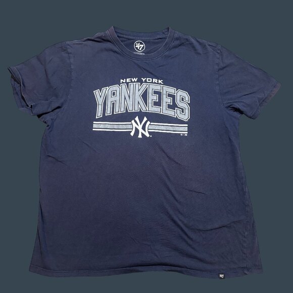 New York Yankees Navy Blue T-Shirt 47 Brand Logo Kids Large 100% Cotton Short Sl - Picture 1 of 5